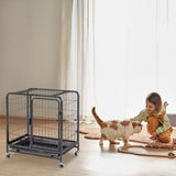 26 Inch Durable Cat Cage, Thickened Metal Wire Cat Enclosure Indoor with Double Doors, Lockable 17257751