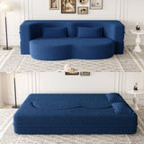 Modern Floor Sofa with 2 Pillows,Convertible Teddy Fabric Foam-Filled Sleeper Sofa Bed,15" Full Size W1885P272263