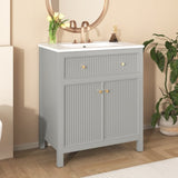 30'' Bathroom Vanity with Ceramic Sink, Free Standing Single Vanity Set with Soft Closing Doors, N710P228367E