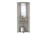 Nashville Corner Bar Cabinet Unit with Wine Glass Rack and Lower Cabinet, Concrete Gray B097P167443
