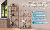 ZNTS Heavy Duty Shelving Unit, Wire Metal Stackable Storage, 5-Tier Shelf, Chrome, 36" W x 13.8" D x W1134143003