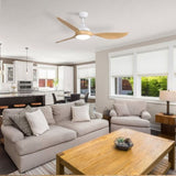 56 Inch Modern Ceiling Fans Dimmable LED Light Quiet DC Reversible Motor for Indoor & Outdoor W882P221540