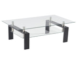 Arc Shaped Two Tiers Tempered Glass Coffee Table 58251189
