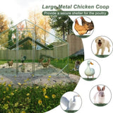 ZNTS Large Metal Chicken Coop, Walk-in Chicken Run,Galvanized Wire Poultry Chicken Hen Pen Cage, Rabbits W2505P151775