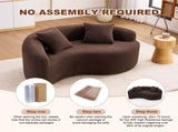 LY-042 Full Compression Sponge Loveseat, S-Curved Dual-Depth Sofa, Brown Chenille Modular for Small W2231P329732