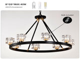 Matte Black Gold Wagon Wheel Chandelier Farmhouse Modern Small Crystal Round Chandelier for Living W1592P233064