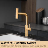 Kitchen Sink, Nickel Gold Kitchens with Pull out Sprayer, Bar Single Hole W1932P218070