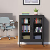 Metal Storage Cabinet with Mesh Doors and Shelves,Multipurpose Storage Rack, 3-Tier Office T3421P336344