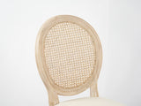 ZNTS Upholstered Fabrice With Rattan Back French Dining Chair with rubber legs,Set of 2,Beige 34939454