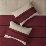 7 PC Pieced Faux Suede Comforter Set Red Cal King B03596841