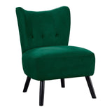 ZNTS Unique Style Green Velvet Covering Accent Chair Button-Tufted Back Brown Finish Wood Legs Modern B01143824