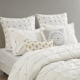 3 Piece Elastic Embroidered Cotton Comforter Set White King/Cal King B03596439