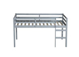 ZNTS Solid Wooden, Rubber Wooden Twin Loft Bed with Ladder, Bed Platform of Strengthened Slats , Grey W504P190928