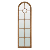 24x79" Half-Round Elongated Mirror with Decorative Window Look Classic Architecture Style Solid Fir W2078126755