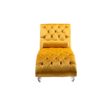 COOMORE Velvet Chaise Lounge Indoor,Button-Tufted Upholstered Chaise Lounge Chair with Pillow for W39538680