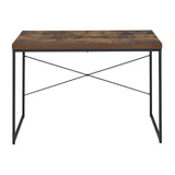 ZNTS Weathered Oak and Black Writing Desk with Metal Sled Base B062P184521