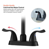 ZNTS 4 Inch 2 Handle Centerset Bathroom Faucet,with Pop up Drain and 2 Water Supply Lines,Matte Black W124379893