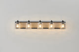 Farmhouse Vanity Light Fixture, 5-Light Bathroom Wall Sconce with Clear Seeded Glass Shades, Rustic W1340P251919