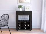 39" H black bar- coffee cart, Kitchen or living room cabinet storage, with 12 bottle racks, a B097133083