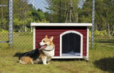 Medium Wooden Outdoor Dog House, Waterproof Roof, Elevated Floor, Adjustable Plastic Feet, Red W142763831