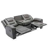 3 Seater Home Theater Recliner Manual Recliner Chair with Two Built-in Cup Holders for Living WF323620AAE