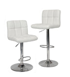 Swivel Faux Leather Adjustable Hydraulic Bar Stool, Set of 2, White T2574P164843