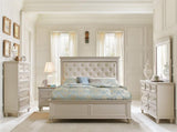 Silver Finish 1pc Nightstand of Textural Drawer Fronts Polished Knobs Modern Traditional Bedroom B01147612