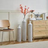 Floor Metal Vases Decorated White Metal Set of 3 gorgeous home decoration large glazed metal W2796P278066