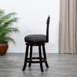 24" Counter Height X-Back Swivel Stool, Espresso Finish, Charcoal Fabric Seat B04660714