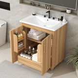 30" Bathroom Vanity with Sink Combo, Multi-functional Bathroom Cabinet with Doors and Drawer, MDF WF319484AAG