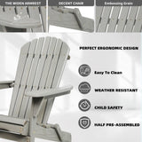 Wood Lounge Patio Chair for Garden Outdoor Wooden Folding Embossed Adirondack Chair Set of 2 Solid W1390P277604