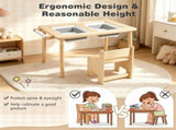 6-in-1 Kids Adjustable Height Sensory Activity with Chair, Natural Pine Wood Water Sand Play 61411915