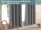 2pcs dark grey 100% blackout curtains with snap-on top, suitable for hanging use. They have 98328348