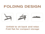 Outdoor Wooden Folding Adirondack Chair Set of 2 with Pre-Assembled BackRest, Wood Patio Chair for W2640P470154