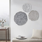 Textured Feather 3-piece Metal Disc Wall Decor Set B03598805