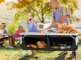 4FT Portable Folding Camping Table with Storage, Aluminum Outdoor Cooking Station with 2 Adjustable 61889170