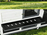62" White Rabbit Hutch, Wooden Bunny Hutch, Guinea Pig Cage, Small Animal Enclosure with Run Area, 16415811