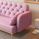 Loveseat sofa with tulip pattern Modern Upholstered Two Seater PU Sofa with 2 dumpling-shaped throw W1767106514