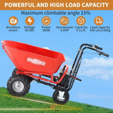 ZNTS RedRock Wheelbarrow Utility Cart Electric Powered Cart 48V28Ah 500W Capacity 500lbs Material ET295651RED