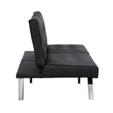 WOOD FRAME, STAINLESS LEG, FUTON, SOFA BED BLACK PVC W2297P247530