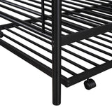 ZNTS Twin-Over-Twin Metal Bunk Bed With Trundle,Can be Divided into two beds,No Box Spring needed ,Black 57622186