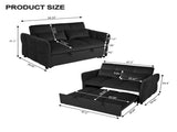 3-in-1 Pull Out Couch Bed with Reclining Backrest and Pillows Velvet material. suitable for living W2941P370580