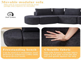 106.3-inch V-shaped modular sofa set in chenille fabric, featuring three throw pillows and W3505P383965