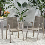 Outdoor Modern Aluminum Dining Chair with Rope Seat , Silver and Taupe 64679.00SIL
