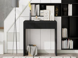 TREXM Rustic Console Table with 3 Fluted Drawers - Solid Wood Veneer Entryway Table Featuring N715P290573B