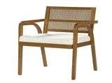 Mid-Century Modern Dining Chairs Set of 2, Upholstered Wood Frame Dining Chairs with Natural Rattan N768P489279W