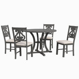 5-Piece Round Dining Table and Set with Special-shaped Legs and an Exquisitely Designed Hollow 25692411