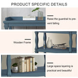 Console with 3-Tier Open Storage Spaces And Roman Column Effect Support Legs,Narrow Sofa Entry W1445P162731