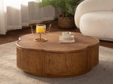 Flower-Shaped Rattan Coffee Table with Lift-Off Lid Storage, Boho-Chic Style, Perfect for Cozy W3081P464745