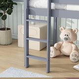 Twin Low Loft Bed with Slide, Ladder, Safety Guardrails, Rubber Wood Twin Loft Bed,White Oak W504P218527